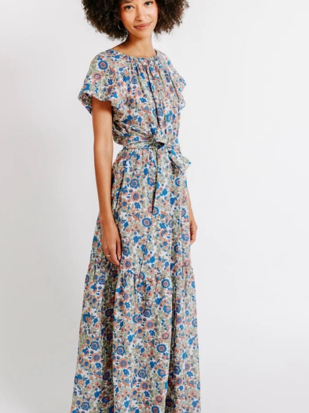 Mirth Floral Tiered Maxi Dress with Self-Tie Waist